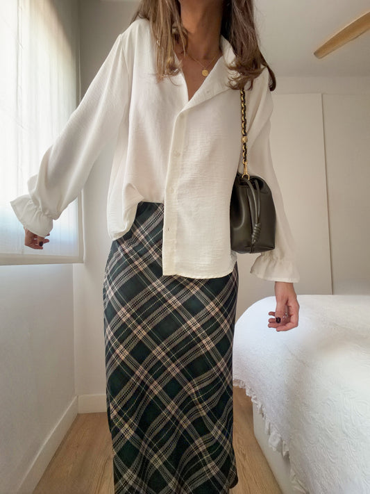 Falda satén tartán