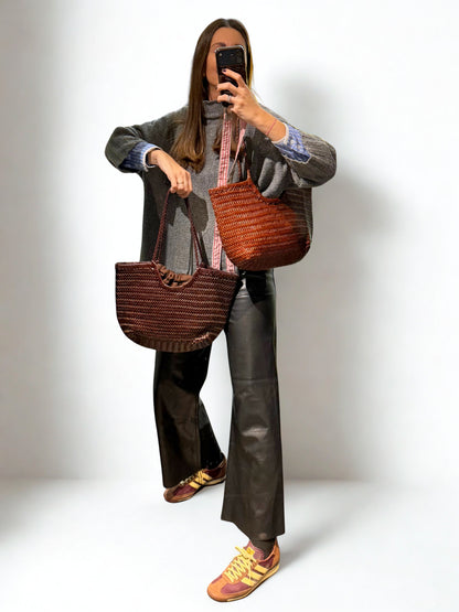 Bolso trenzado coñac