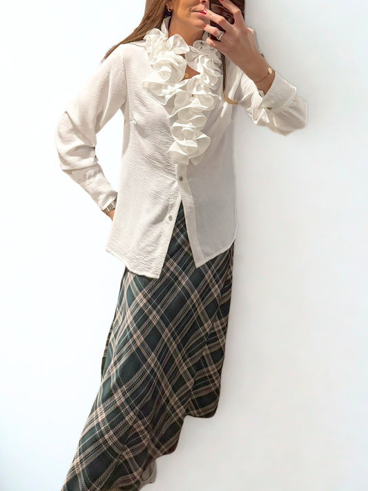 Falda satén tartán