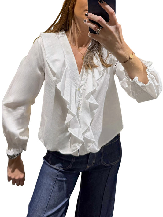 Camisa Volantes blanca