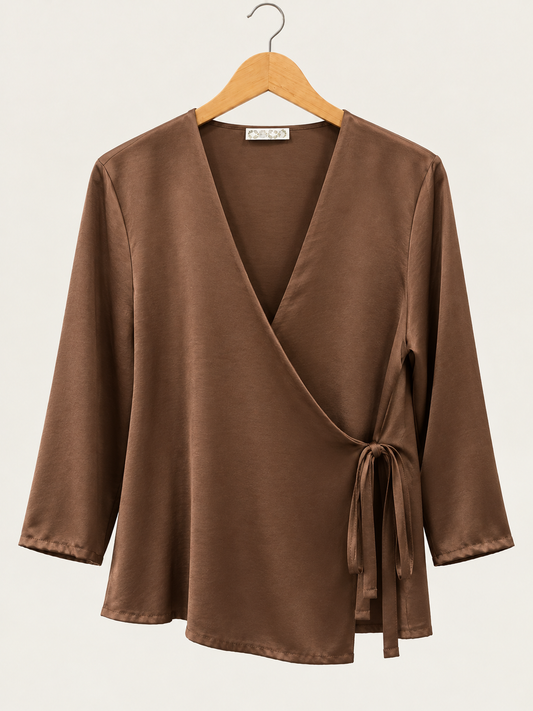 Blusa cruzada marrón