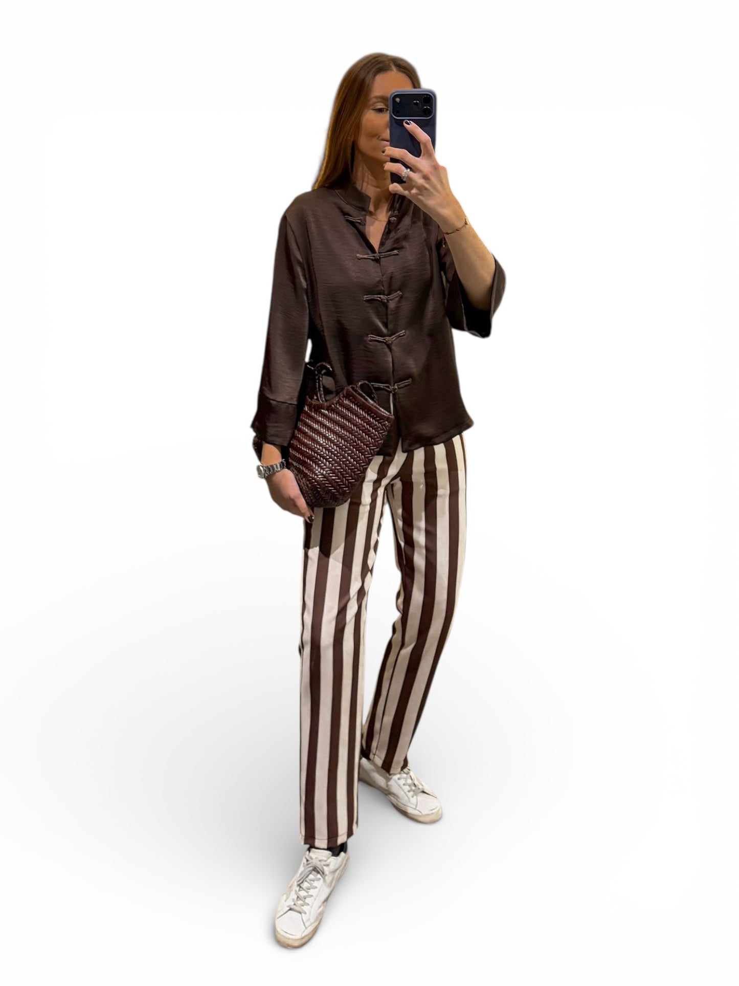 Pantalón rayas chocolate