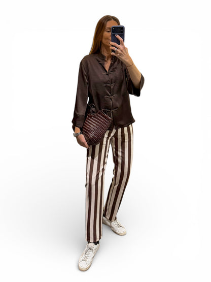 Pantalón rayas chocolate