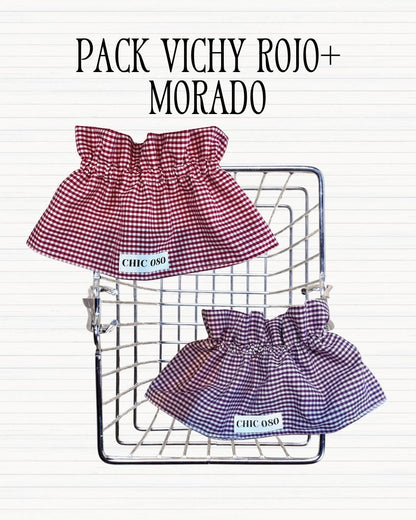 Pack vichy rojo + morado